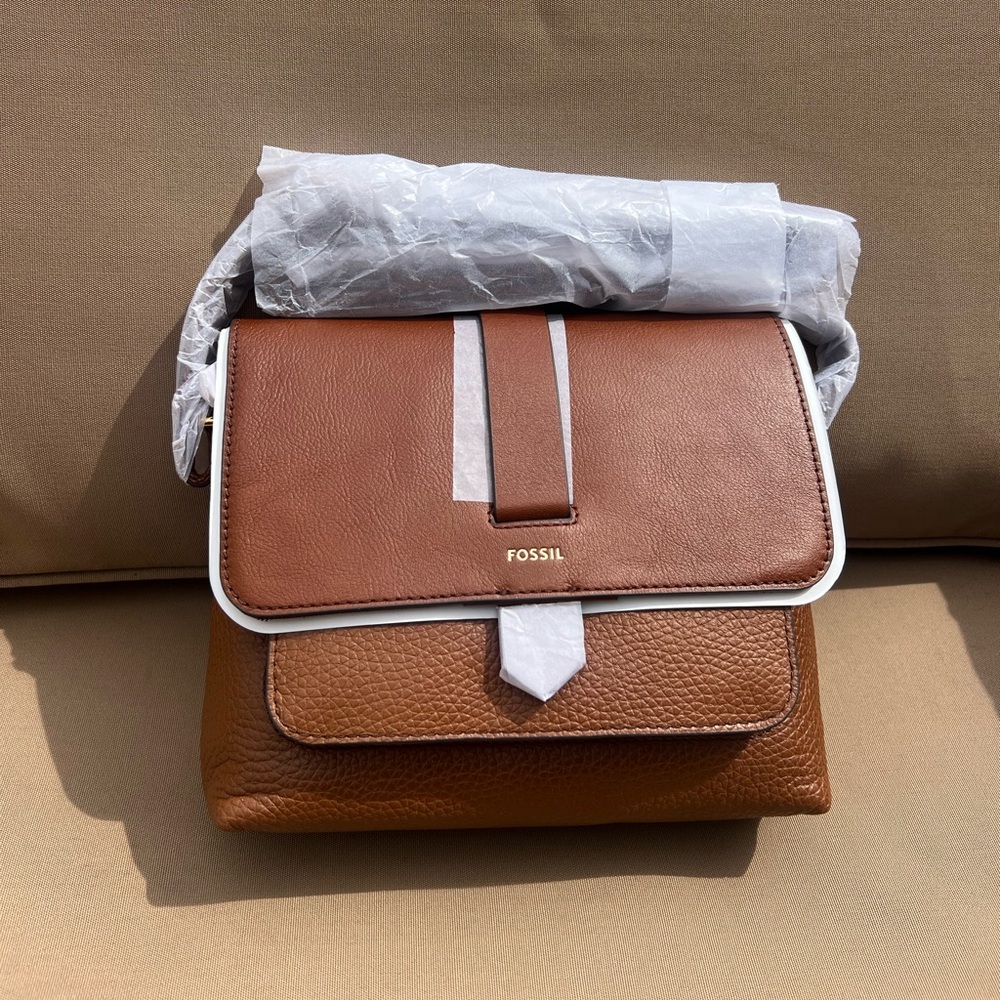 Fossil Kinley Small Leather Crossbody Bag, Brown New with tags - Picture 6 of 7